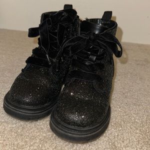 Cat & Jack Khloe Black Sparkle Combat Boots